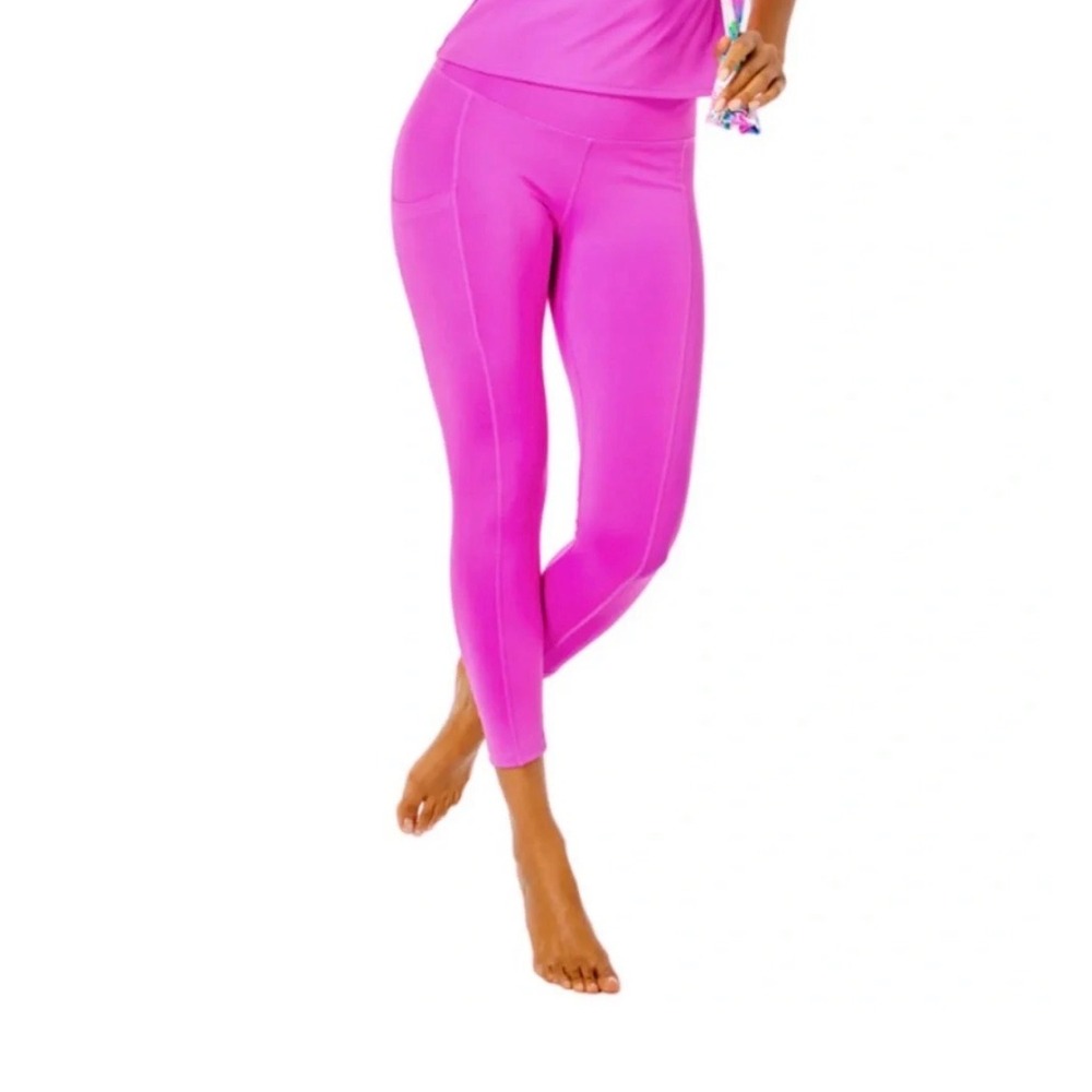 Lilly Pulitzer Luxletic Weekender Leggings Pink High Rise Pocket Crop XXS